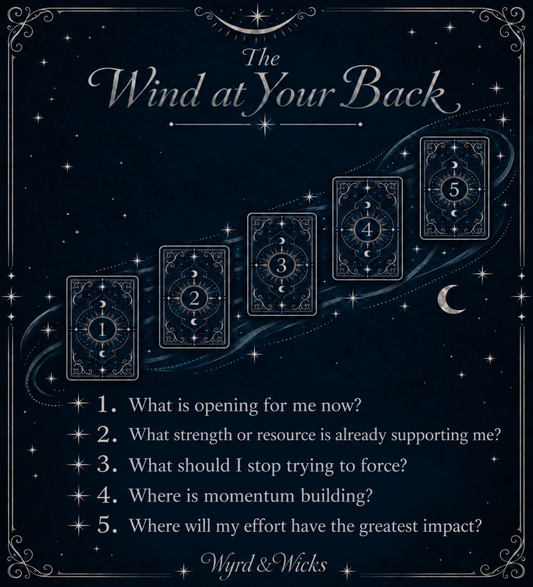 The Wind at Your Back five-card tarot reading graphic